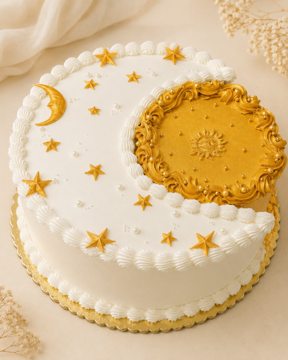 Pastel celestial de sol y luna
